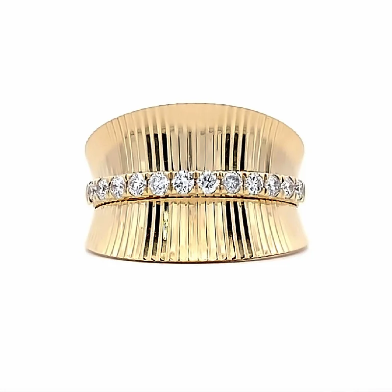 ladies-vintage-rose-gold-rings-Yellow Gold Diamond Fashion Ring