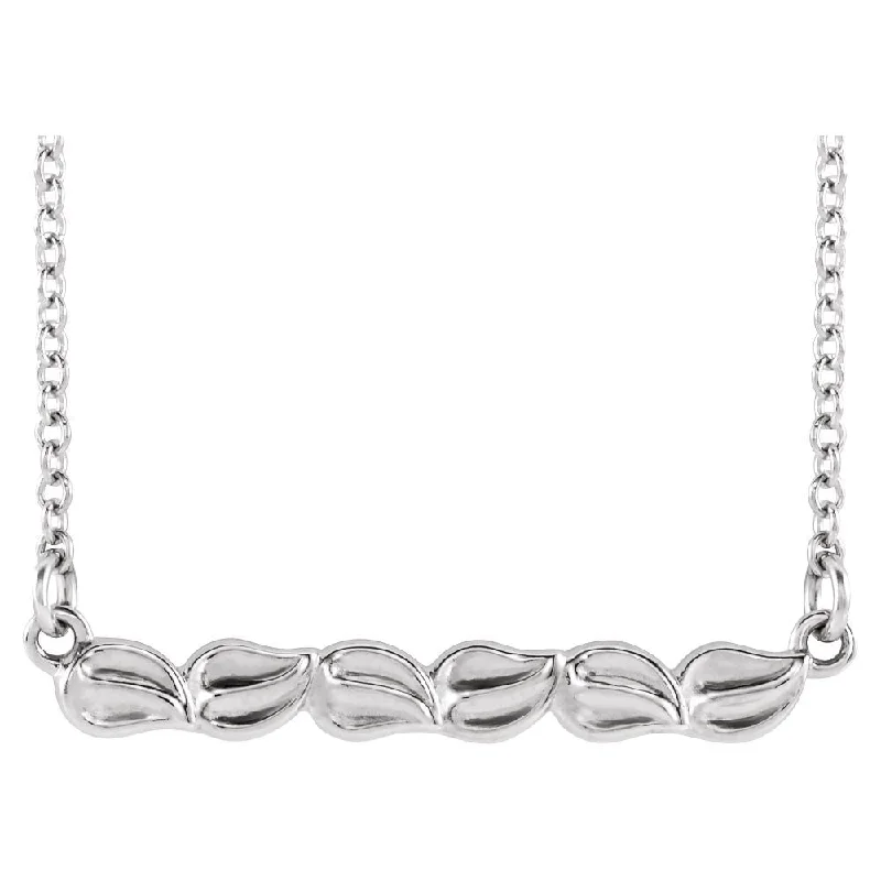 Ladies necklaces spiral elegance -Sterling Silver Leaf Bar Necklace, 16-18 Inch