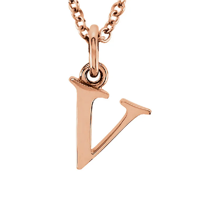 Ladies necklaces artsy flair -The Abbey Lower Case Initial 'v' Necklace in 14k Rose Gold, 16 Inch