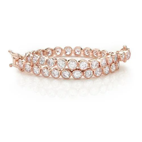 Ladies bracelets with jet sapphire -Round Brilliant tennis bracelet with 10.25 carats* of diamond simulants in 10 carat rose gold