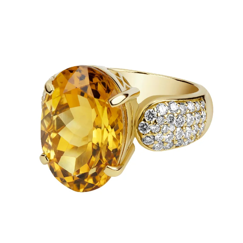 ladies-custom-gold-rings-Ring - Citrine And Diamond (2391A)