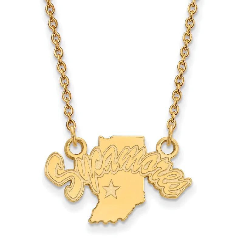 Ladies necklaces for epic nights -10k Yellow Gold Indiana State Small Sycamores Pendant Necklace