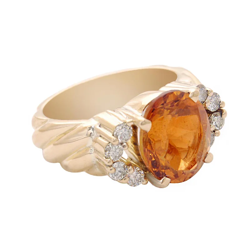 ladies-diamond-accent-rings-Ring-Citrine and Diamond