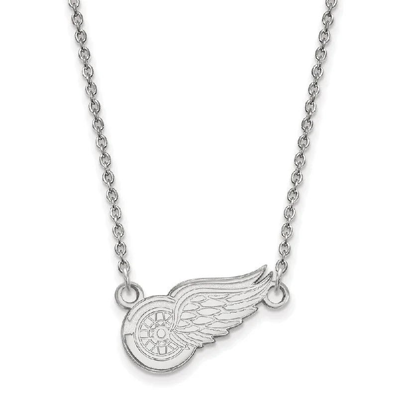 Ladies necklaces with hope pendants -14k White Gold NHL Detroit Red Wings Small Necklace, 18 Inch