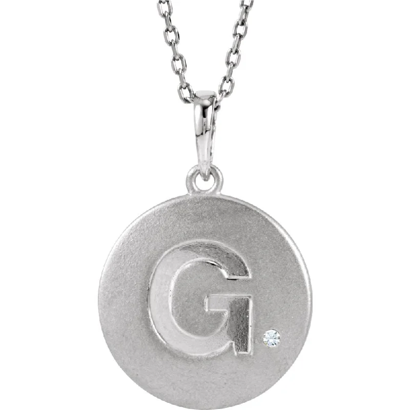 Ladies necklaces bowed elegance -The Emma Sterling Silver Diamond Block Initial G Disc Necklace, 18 In.