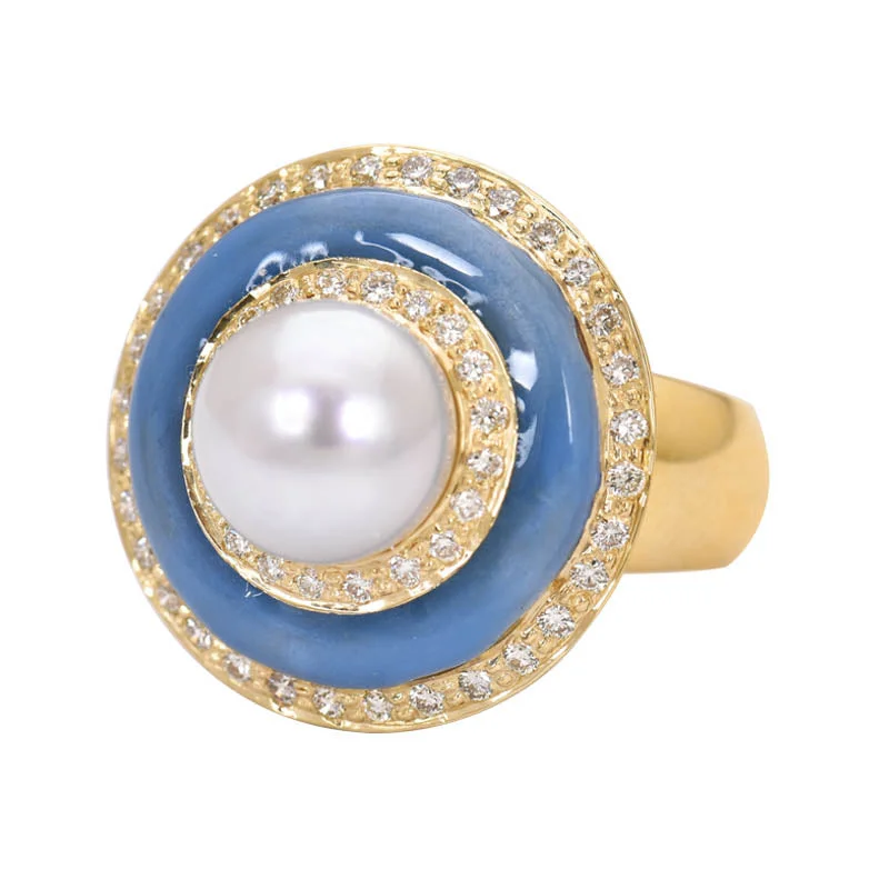 ladies-elegant-cathedral-rings-Ring- South Sea Pearl and Diamond (Enamel)