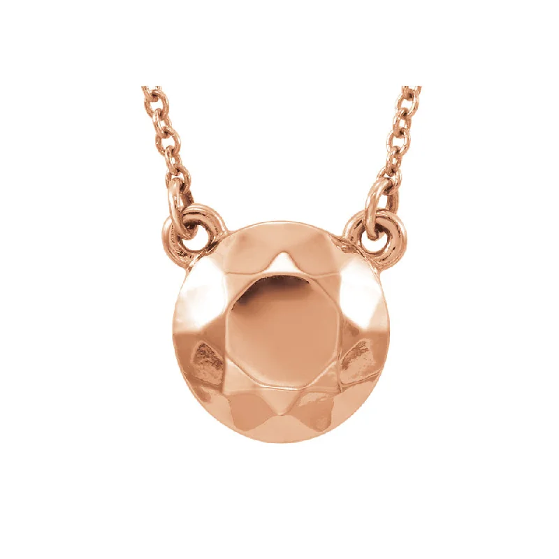 Ladies necklaces with ridge pendants -Faceted 9mm Circle Necklace in 14k Rose Gold, 16.5 Inch