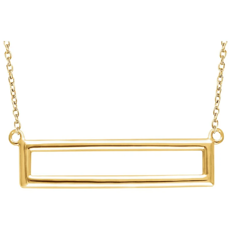 Ladies necklaces for digital charm -29mm Horizontal Rectangle Necklace in 14k Yellow Gold, 16-18 Inch