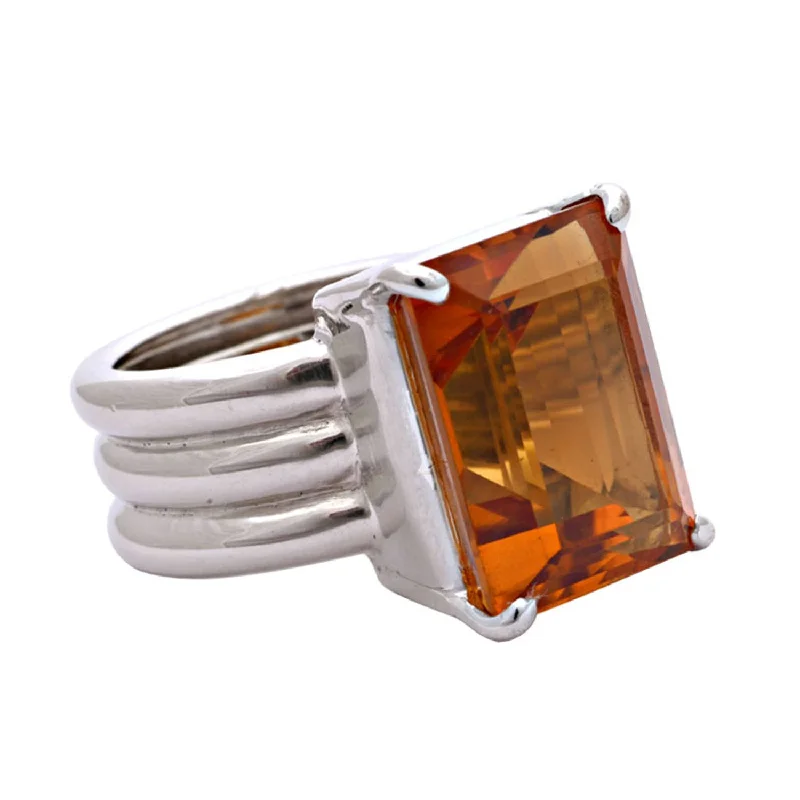 ladies-cushion-cut-platinum-rings-Ring- Citrine