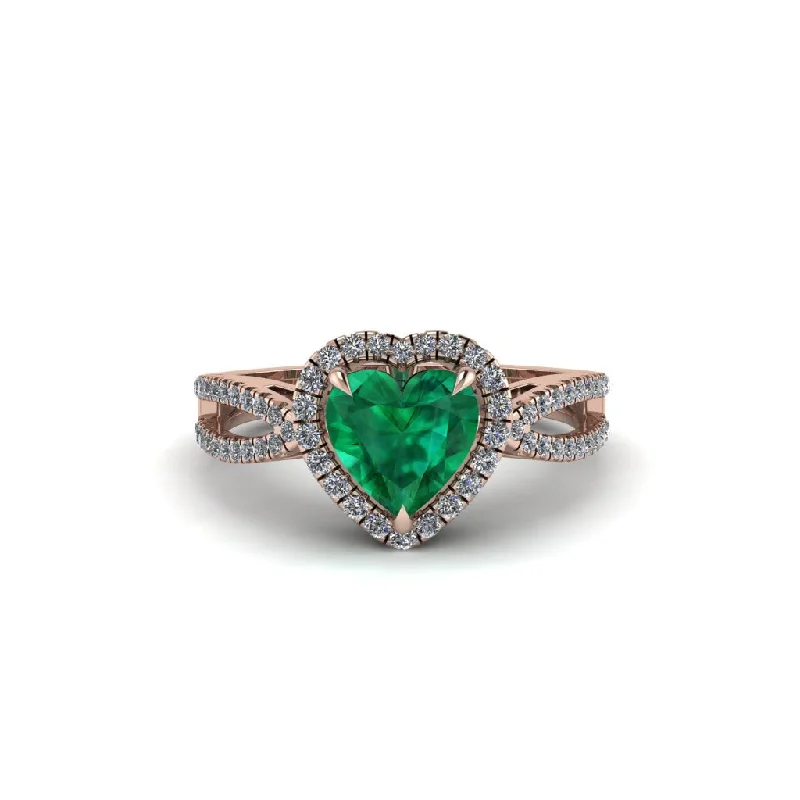 engagement-bridal-flush-set-rings-Heart's Emerald Embrace Engagement Ring - Alison No. 5