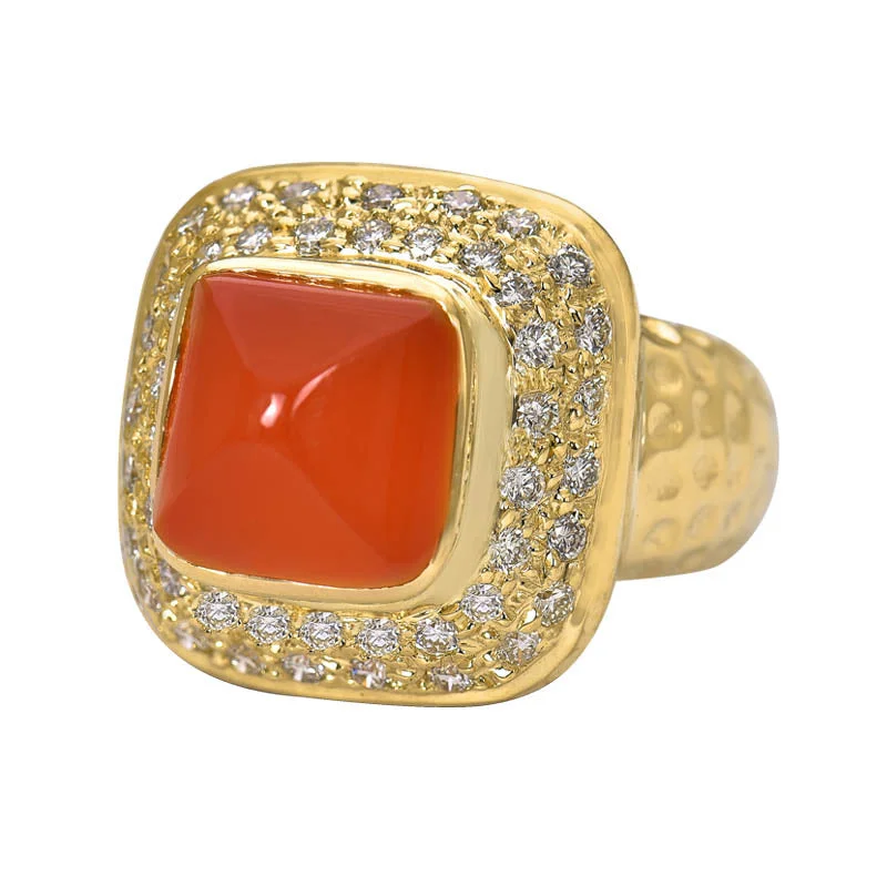 ladies-bridal-channel-set-rings-Ring - Cornelian and Diamond