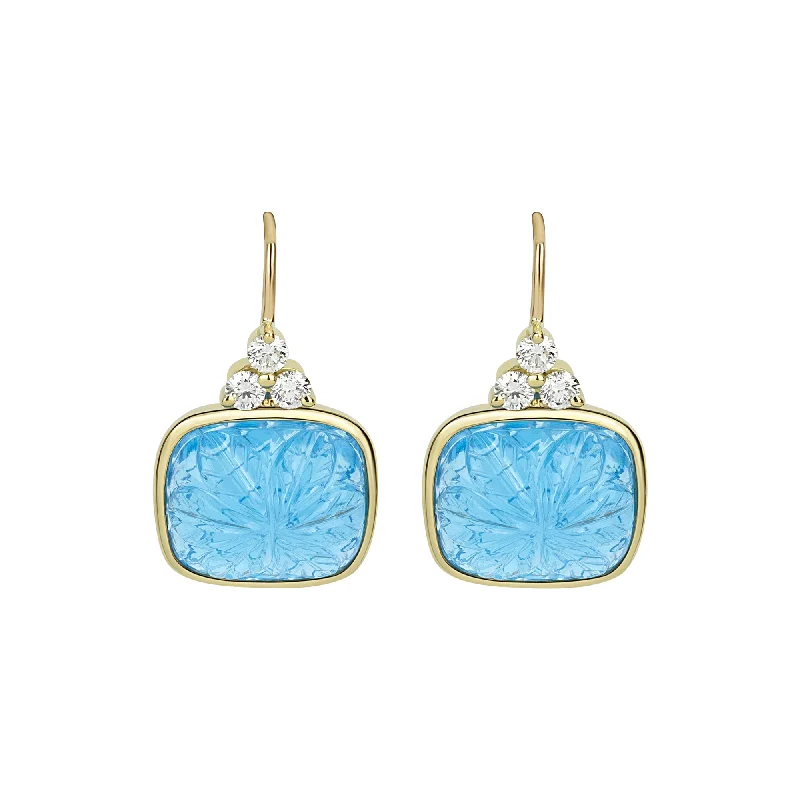 ladies-statement-ear-cuff-earrings-Earrings - Blue Topaz And Diamond