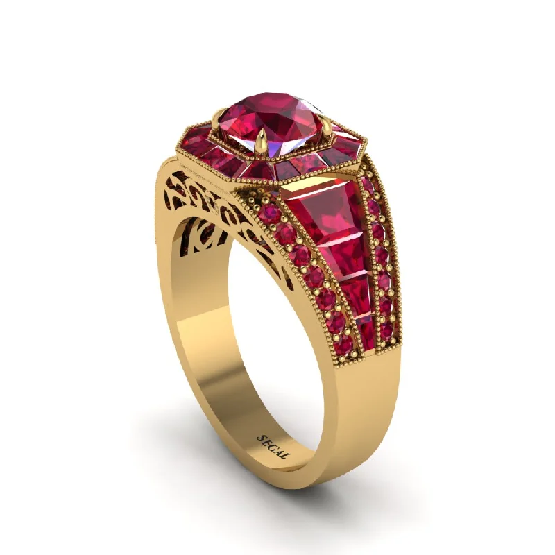 engagement-princess-cut-silver-rings-Ruby Royal Radiance Halo Engagement Ring - Liana No. 55