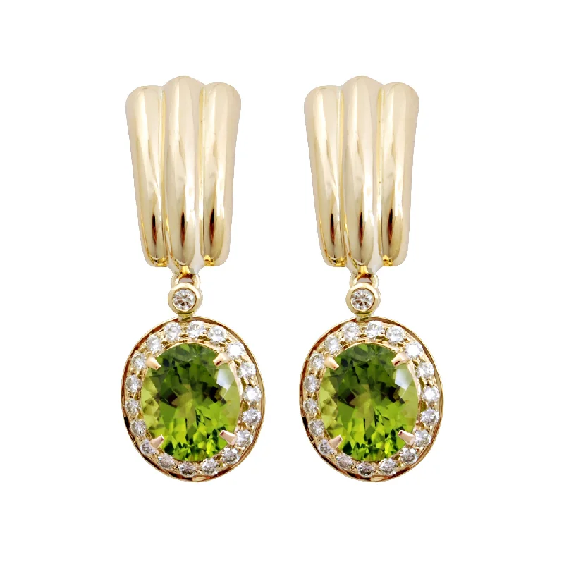 ladies-handmade-dangle-earrings-Earrings- Peridot And Diamond (1480F)