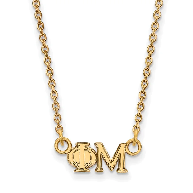 Ladies necklaces with ash shungite -14K Plated Silver Phi Mu XS (Tiny) Greek Letters Necklace