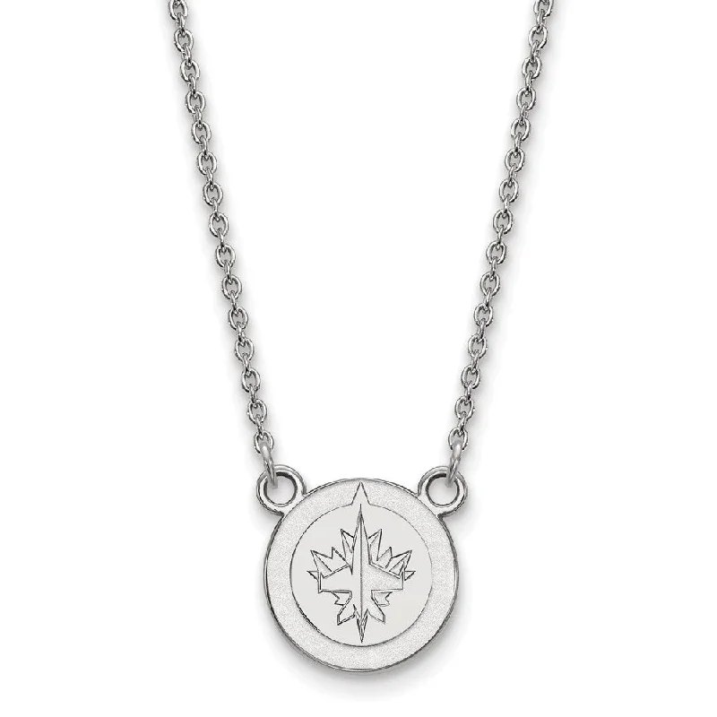 Ladies necklaces for musician vibes -14k White Gold NHL Winnipeg Jets Small Necklace, 18 Inch