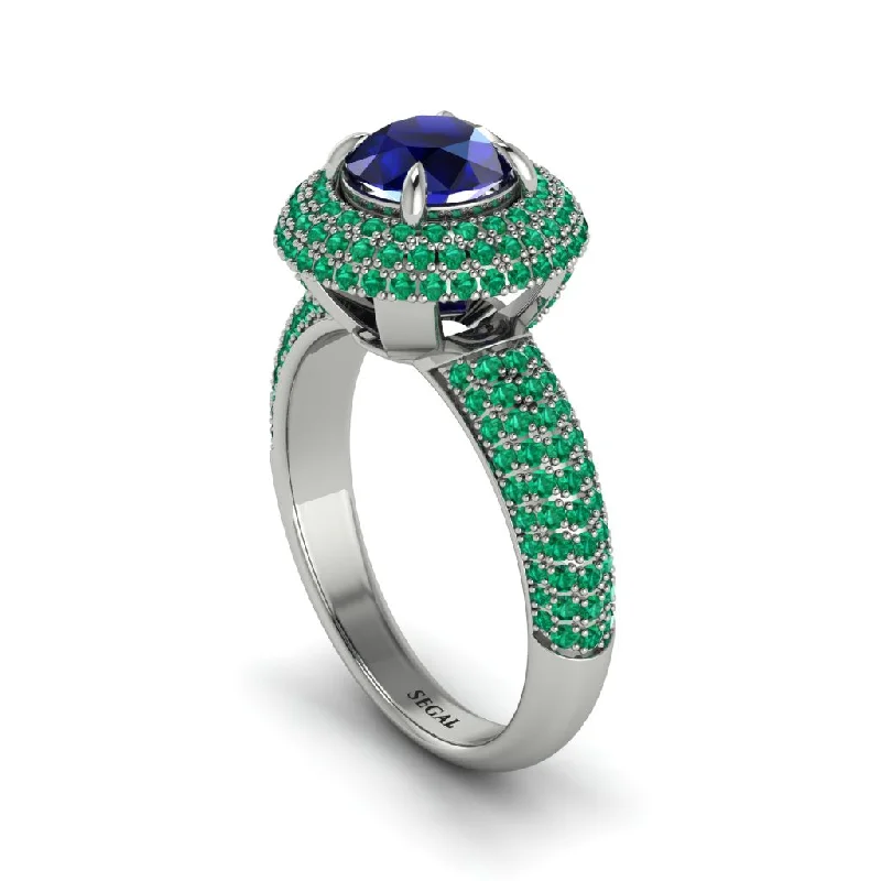 engagement-sapphire-two-tone-rings-Sapphire Golden Majesty Pave Halo Engagement Ring - Myra No. 30