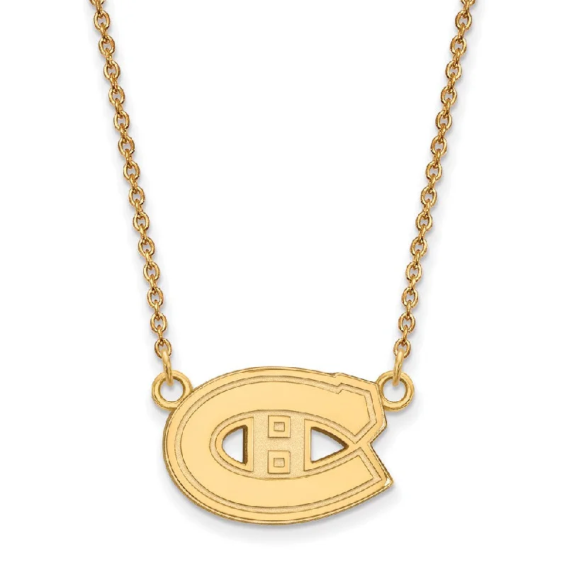 Ladies necklaces for quest charm -14k Yellow Gold NHL Montreal Canadiens Small Necklace, 18 Inch