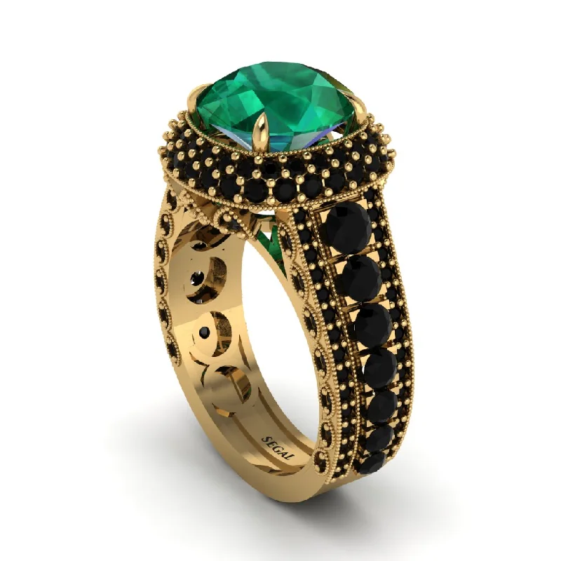 engagement-white-gold-pave-set-rings-Emerald Radiant Majesty Pave Engagement Ring - Cataleya No. 34