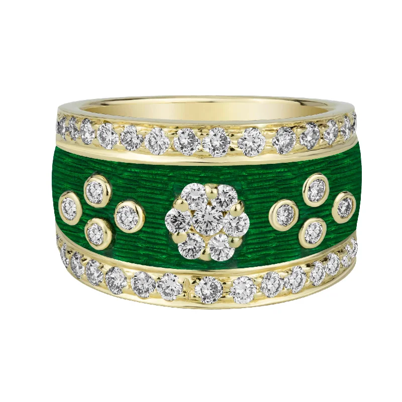 ladies-emerald-bypass-rings-Ring - Diamond (enamel)