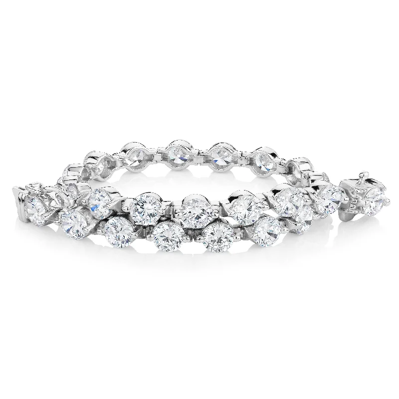 Ladies bracelets for wedding vibes -Round Brilliant tennis bracelet with 11.04 carats* of diamond simulants in sterling silver