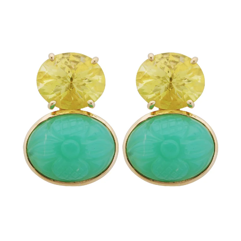 ladies-gift-ear-wrap-earrings-Earrings- Chrysoprase And Lemon Quartz (1856K)