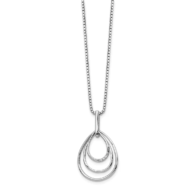 Ladies necklaces vintage elegance -Triple Teardrop Diamond Necklace in Rhodium Plated Silver, 18-20 Inch