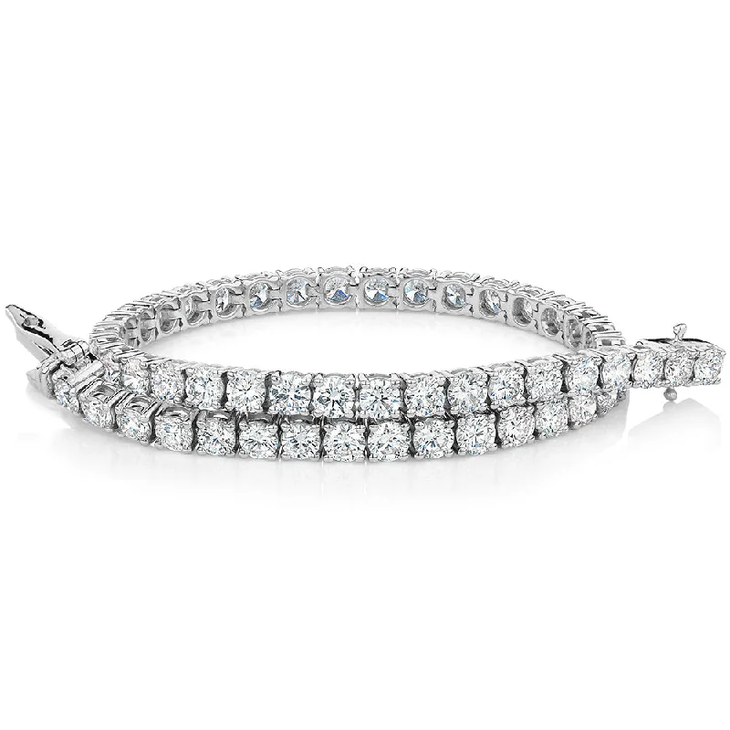 Ladies bracelets for summit elegance -Premium Lab-Grown Diamond, 7 carat TW round brilliant tennis bracelet in 10 carat white gold