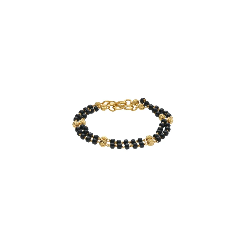 Ladies bracelets for trail charm -22K Yellow Gold Baby Bracelet W/ Gold Balls & Black Beads