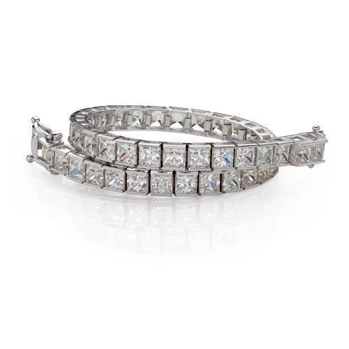 Ladies bracelets for grad charm -Princess Cut tennis bracelet with 17.16 carats* of diamond simulants in 10 carat white gold