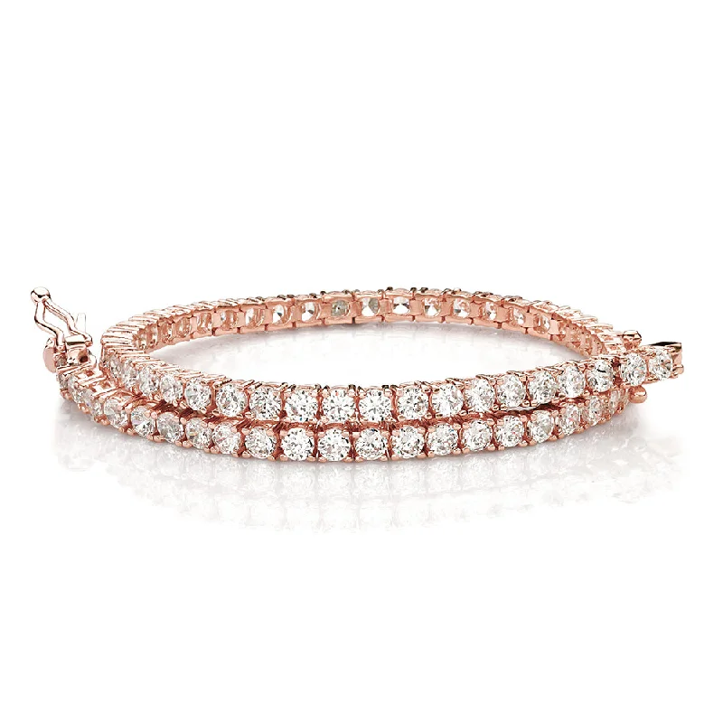 Ladies bracelets for architect vibes -Round Brilliant tennis bracelet with 4.02 carats* of diamond simulants in 10 carat rose gold