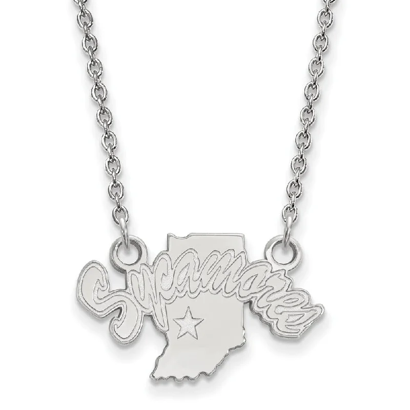 Ladies necklaces slim charm -10k White Gold Indiana State Small Sycamores Pendant Necklace