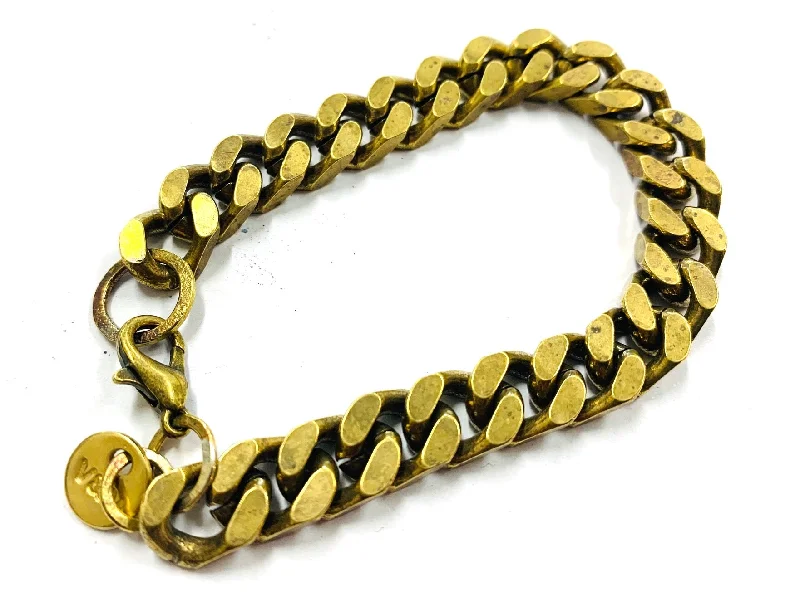 Ladies bracelets for kin charm -Chunky snake chain brass bracelet