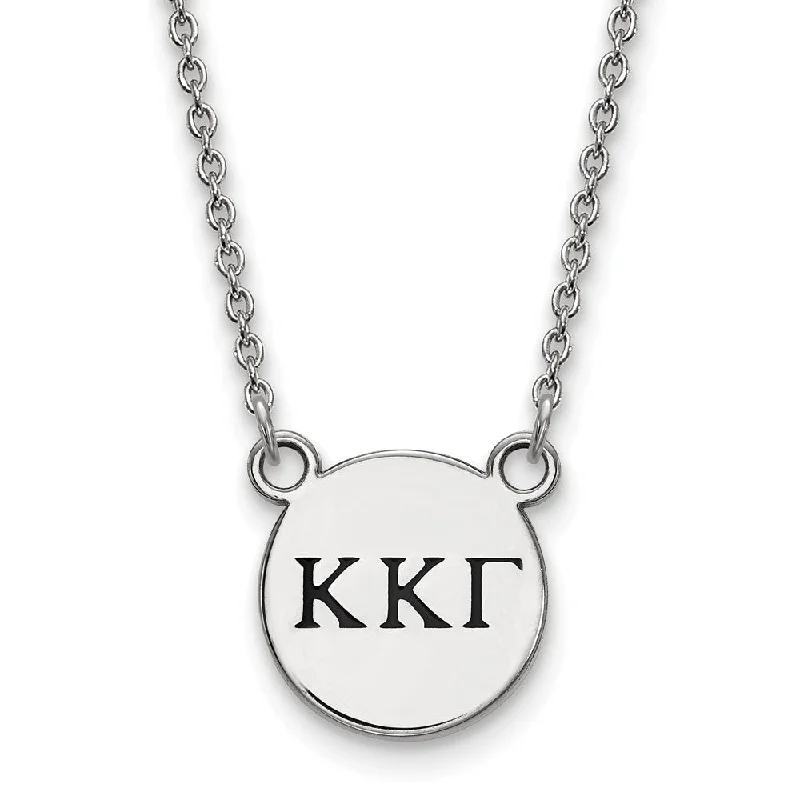 Ladies necklaces bold flair -Sterling Silver Kappa Kappa Gamma Small Enamel Greek Letters Necklace