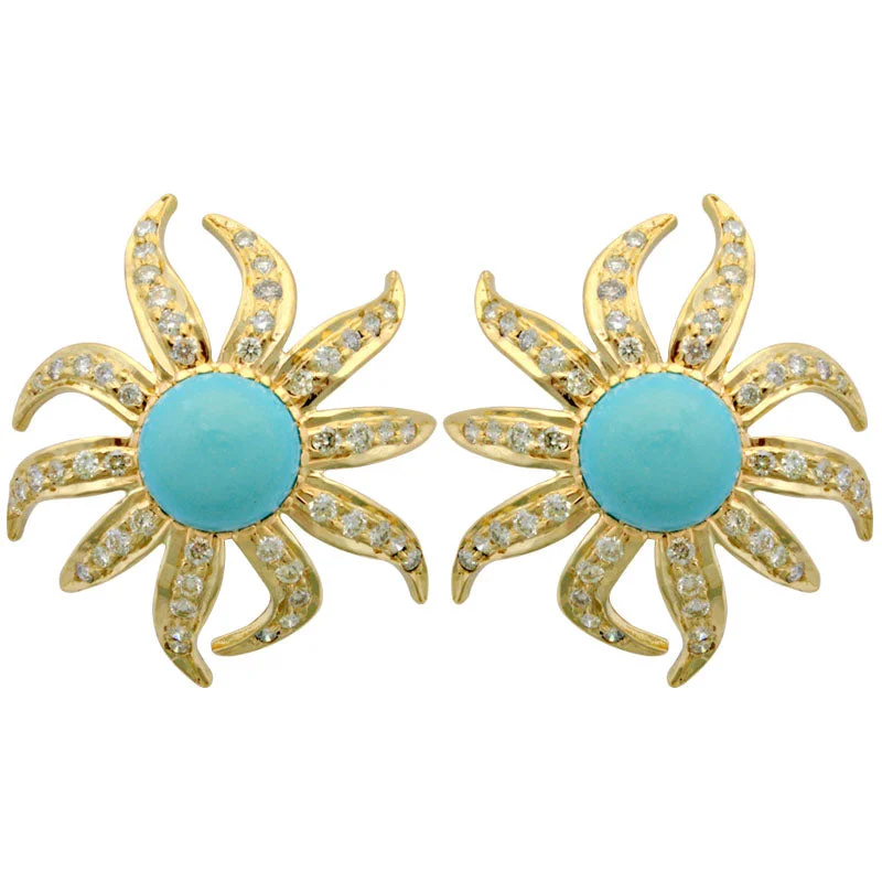 ladies-party-ear-wrap-earrings-Earrings- Turquoise And Diamond (1926B)