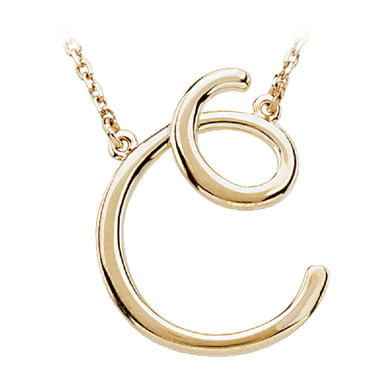 Ladies necklaces for craft charm -14k Yellow Gold, Olivia Collection, Medium Script Initial C Necklace