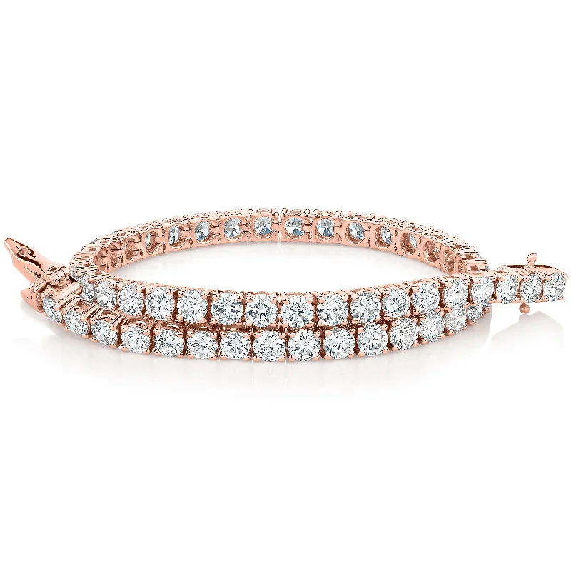 Ladies bracelets for dream elegance -Premium Lab-Grown Diamond, 7 carat TW round brilliant tennis bracelet in 10 carat rose gold