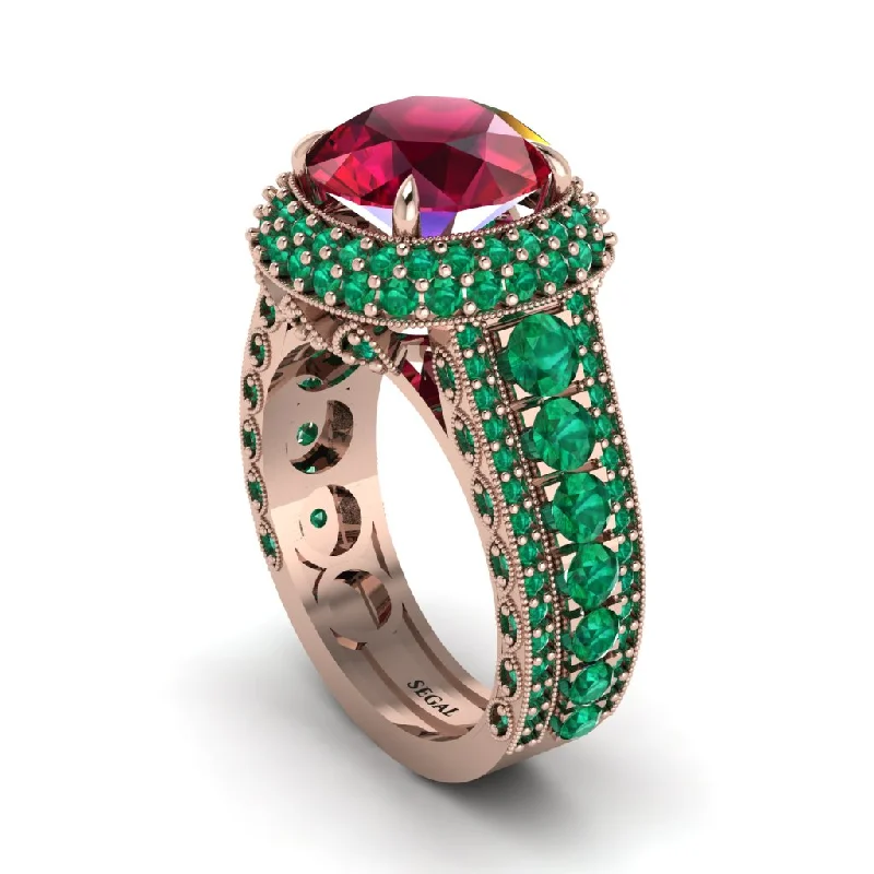 engagement-white-gold-bezel-set-rings-Ruby Radiant Majesty Pave Engagement Ring - Cataleya No. 26