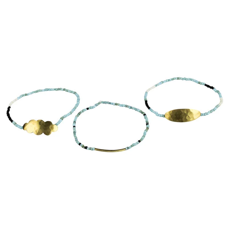 Ladies bracelets for style elegance -Quay Beaded Bracelets, Teal - Asst/3