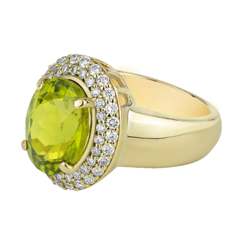 ladies-bridal-channel-set-rings-Ring - Peridot And Diamond