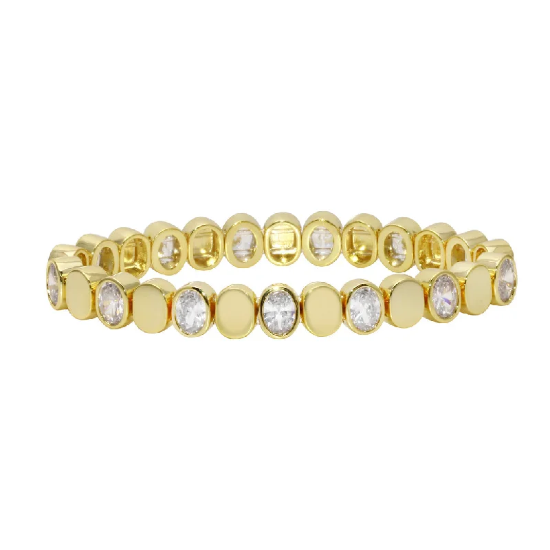 Ladies bracelets with amber sapphire -Oval Stretchy Bracelet