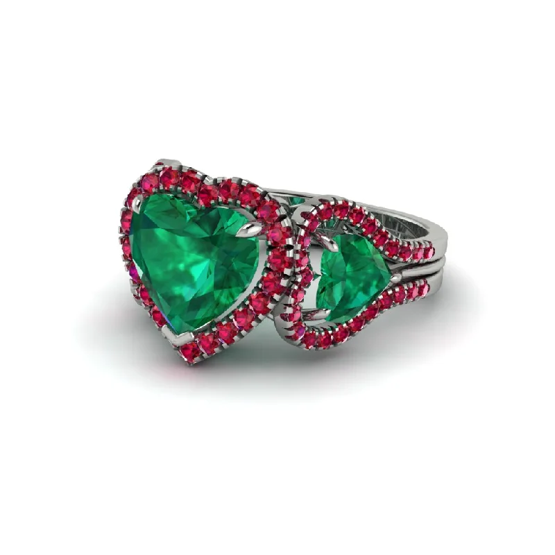 engagement-pearl-tension-set-rings-Emerald Eternal Heartbeat Engagement Ring - Aylin No. 51