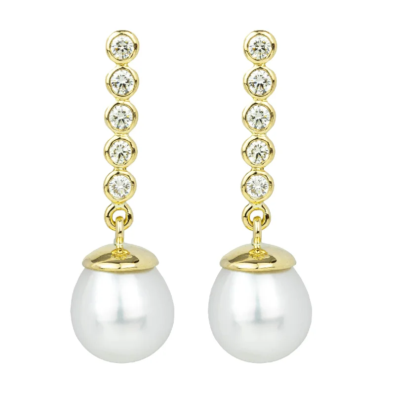 ladies-bridal-bar-drop-earrings-Earrings - South Sea Pearl And Diamond