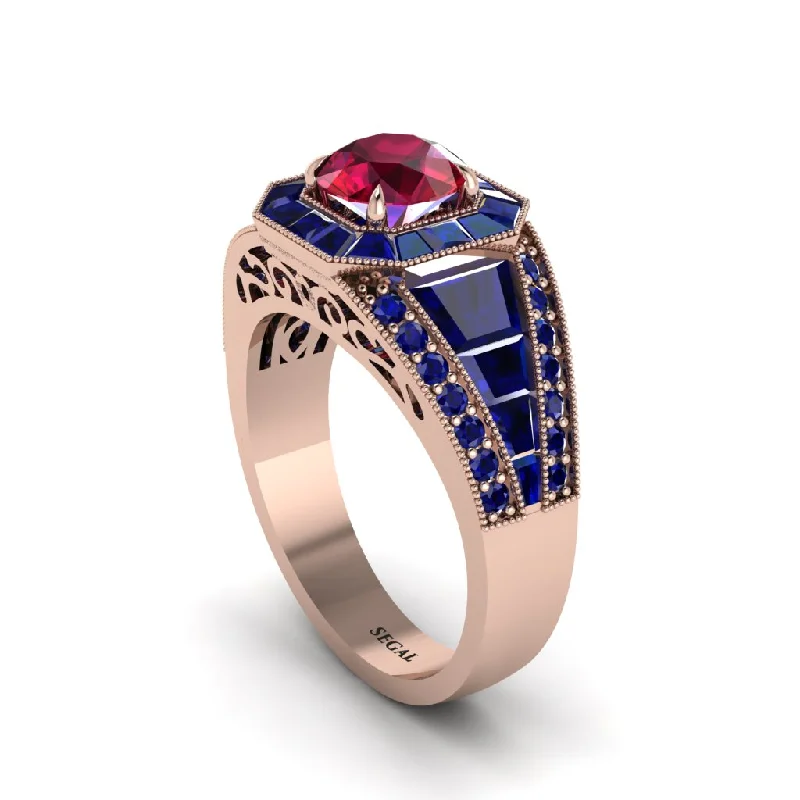 engagement-affordable-sapphire-rings-Ruby Royal Radiance Halo Engagement Ring - Liana No. 71