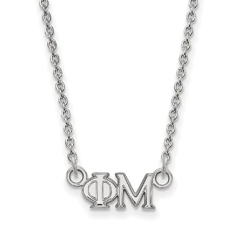 Ladies necklaces with jade prehnite -Sterling Silver Phi Mu XS (Tiny) Greek Letters Necklace