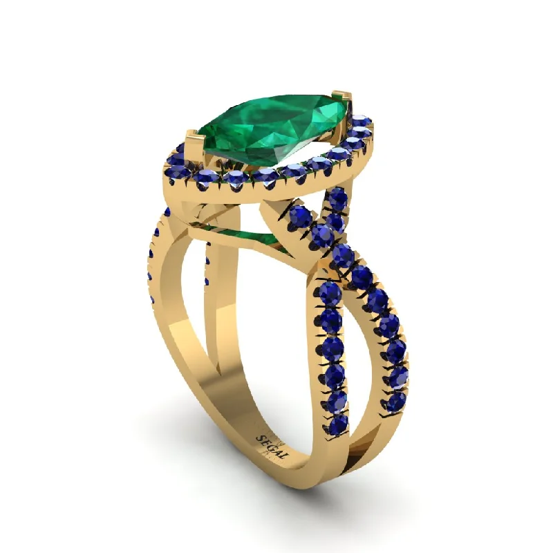 engagement-luxury-sapphire-rings-Emerald Marquise Split Shank Engagement Ring - Carly No. 64