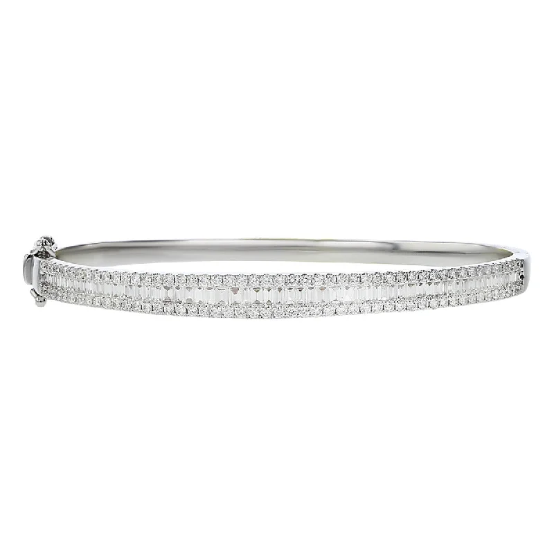 Ladies bracelets with dew elegance -14K White Gold Diamond Bangle Bracelet