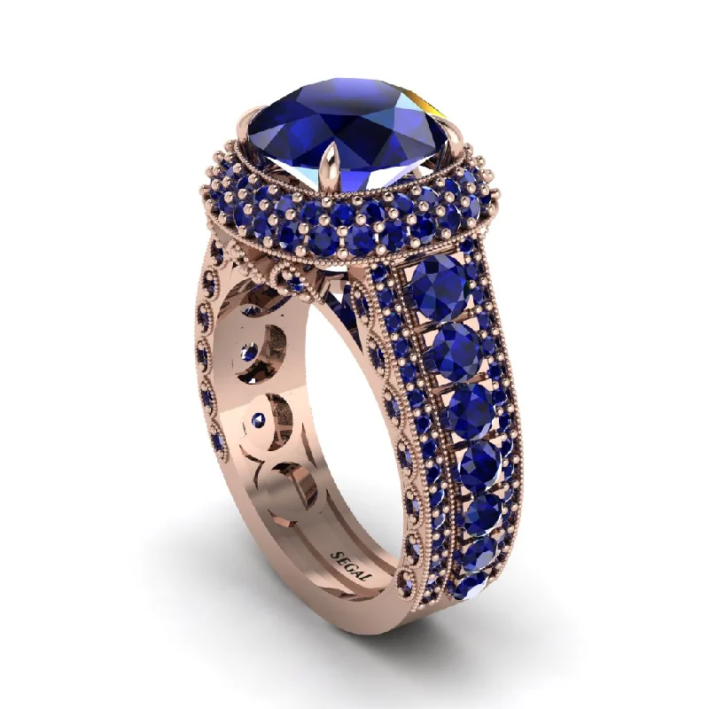 engagement-pear-cut-rose-gold-rings-Sapphire Radiant Majesty Pave Engagement Ring - Cataleya No. 74