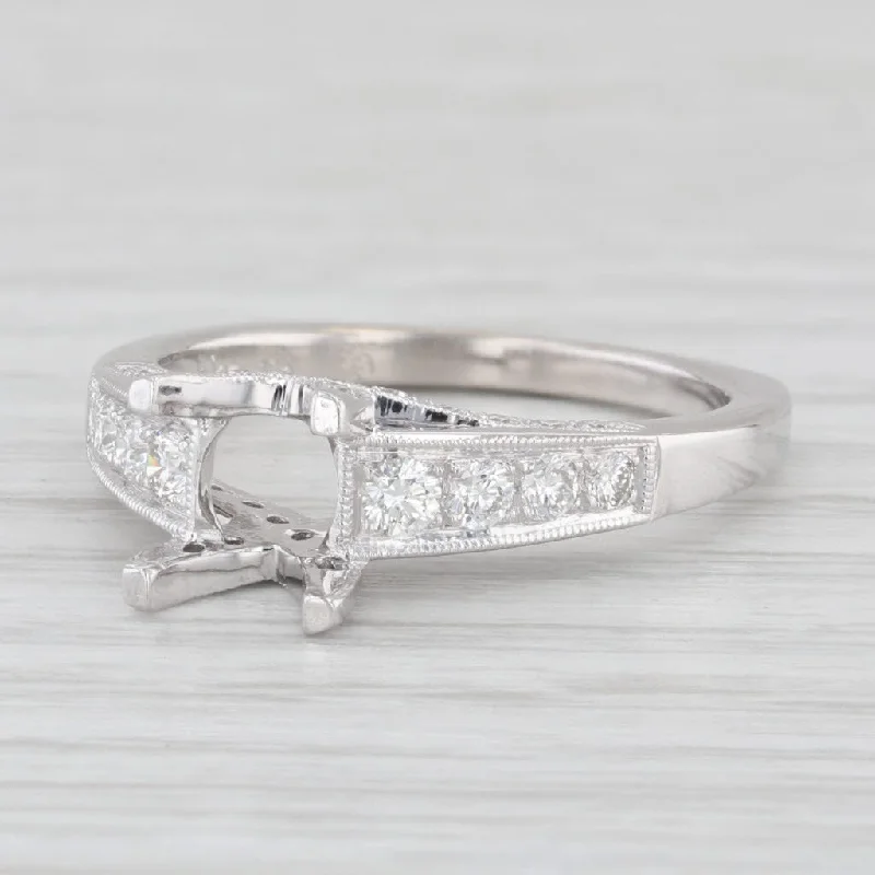 engagement-cushion-cut-gold-rings-Beverley K 0.45ctw Solitaire Semi Mount 18K White Gold Diamond Engagement Ring