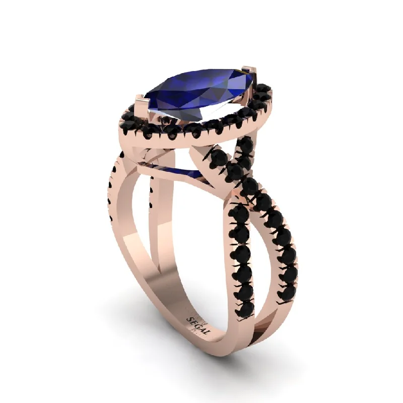 engagement-gold-two-tone-rings-Sapphire Marquise Split Shank Engagement Ring - Carly No. 44